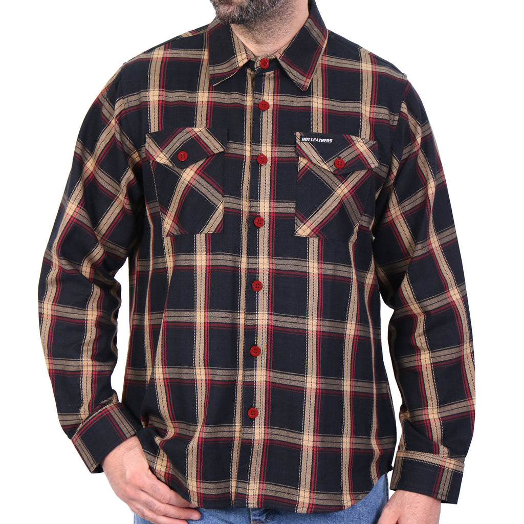 Hot Leathers Black Tan and Red Flannel Shirt Brock Black Customs Hot Leathers Black Tan and Red Flannel Shirt Brock Black Customs