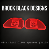 98-2023 Road Glide inner fairing 3D Airborne logo speakers grill covers set