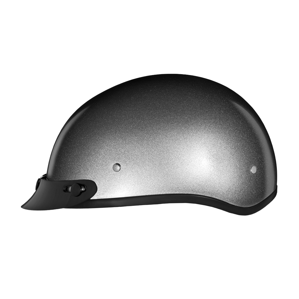 dot certified skull motorcycle helmet Daytona Skull Cap Half Helmet with Peak Visor, Metallic Silver / L