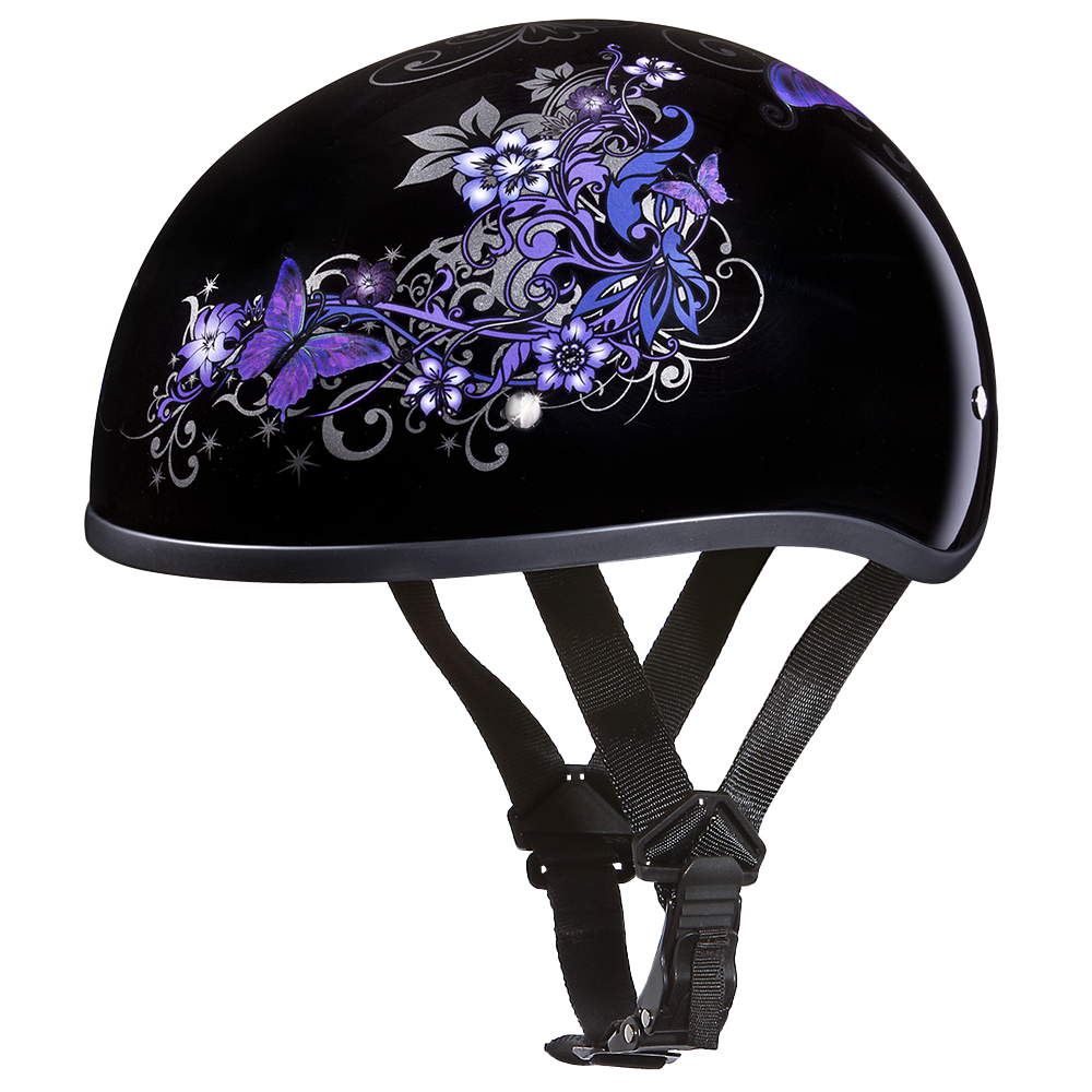 dot skull face motorcycle helmet Daytona Women's Skull Cap Butterfly Half Helmet