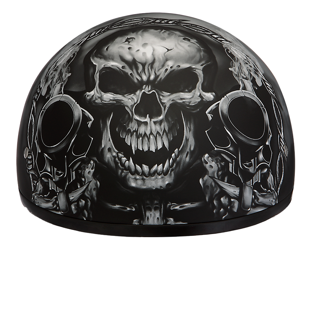 Daytona Skull Cap Guns Half Face Motorcycle Helmet, 2XL Daytona Skull Cap Guns Half Face Motorcycle Helmet, 2XL