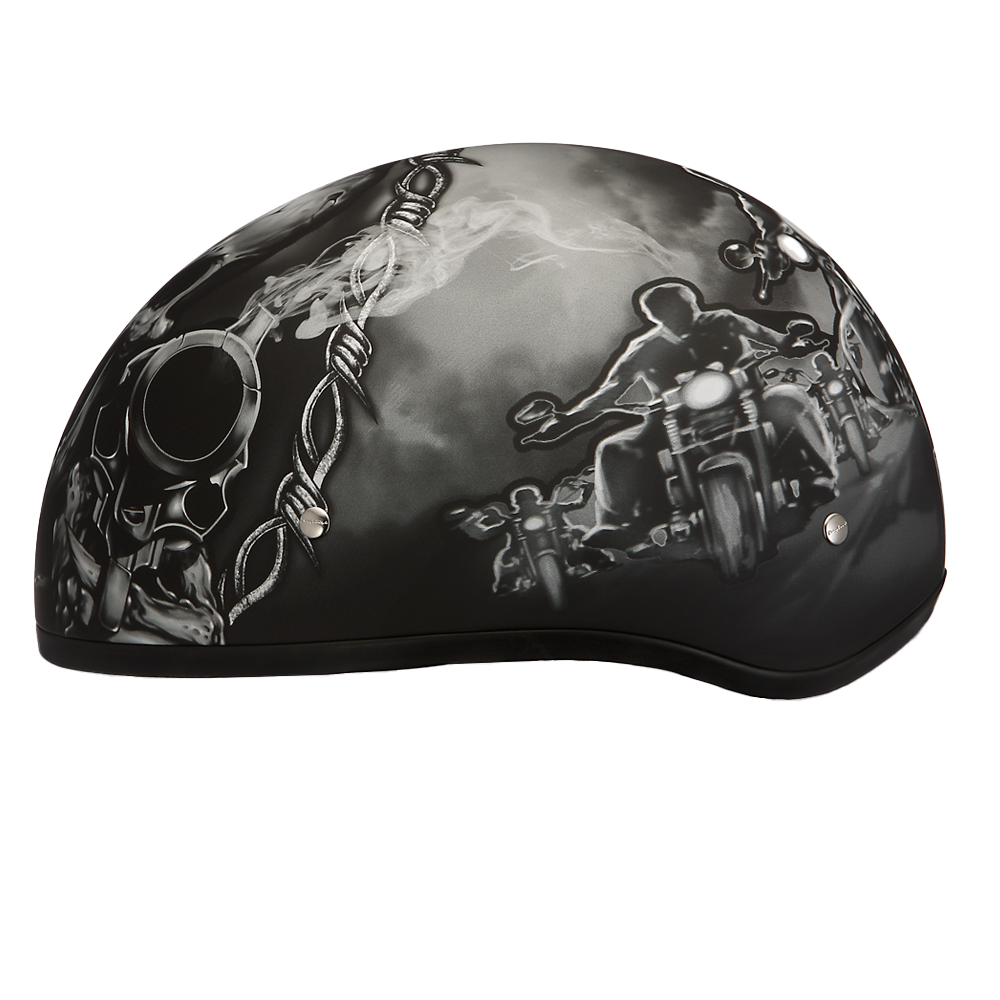 3d punisher skull motorcycle helmet dot matte black Daytona Skull Cap Guns Half Face Motorcycle Helmet, 2XL