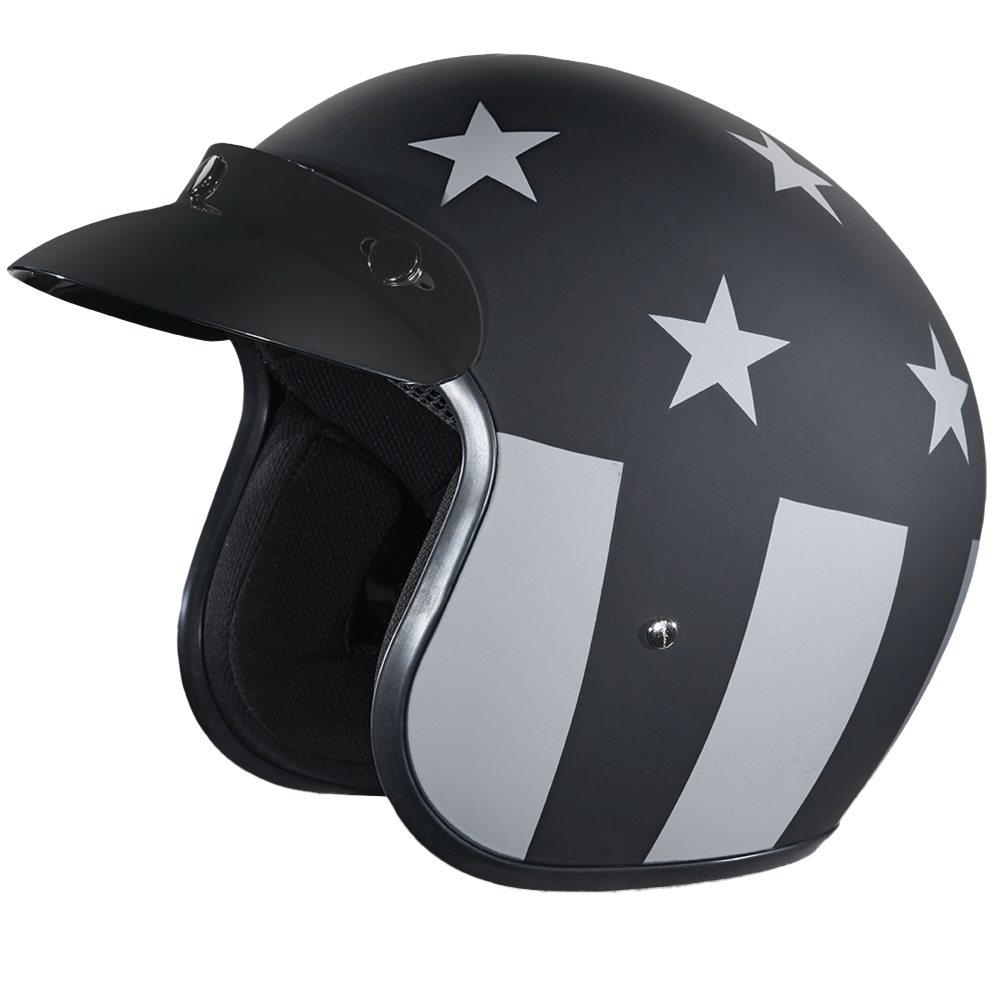 Daytona Cruiser Open Face Motorcycle Helmet - Visor & Graphics - Captain America Stealth