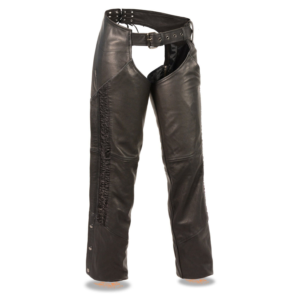 Milwaukee Leather Chaps for Women Black Naked Skin Black Crinkled Stri –  Brock Black Designs