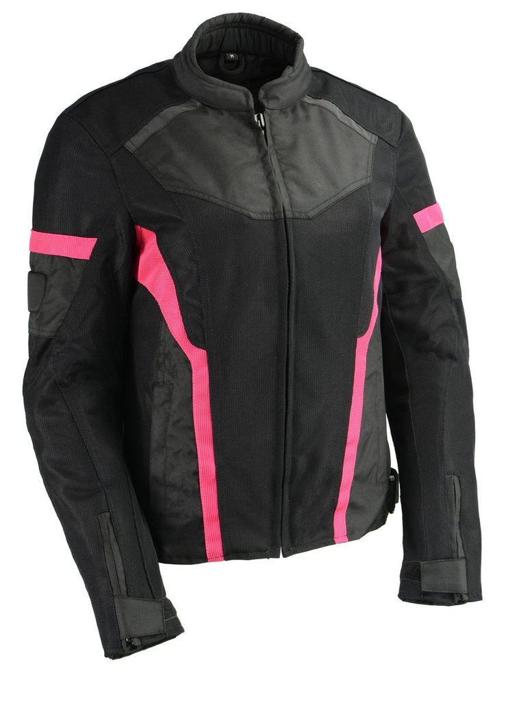 Milwaukee Leather MPL2794 Black and Pink Mesh/Textile Armored
