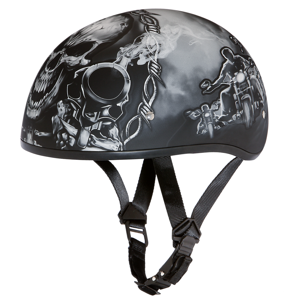 Daytona Skull Cap Guns Half Face Motorcycle Helmet, 2XL Daytona Skull Cap Guns Half Face Motorcycle Helmet, 2XL