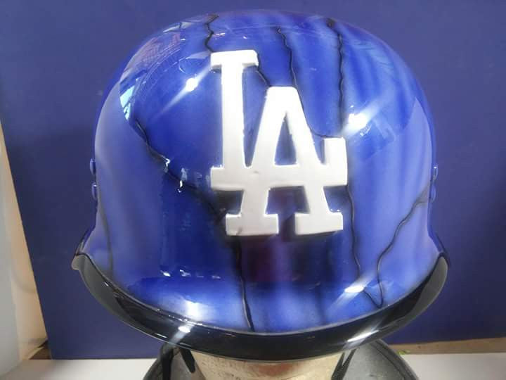 bike helmet witht the la angels team logo 3D LA Dodger Helmet – Brock Black Customs