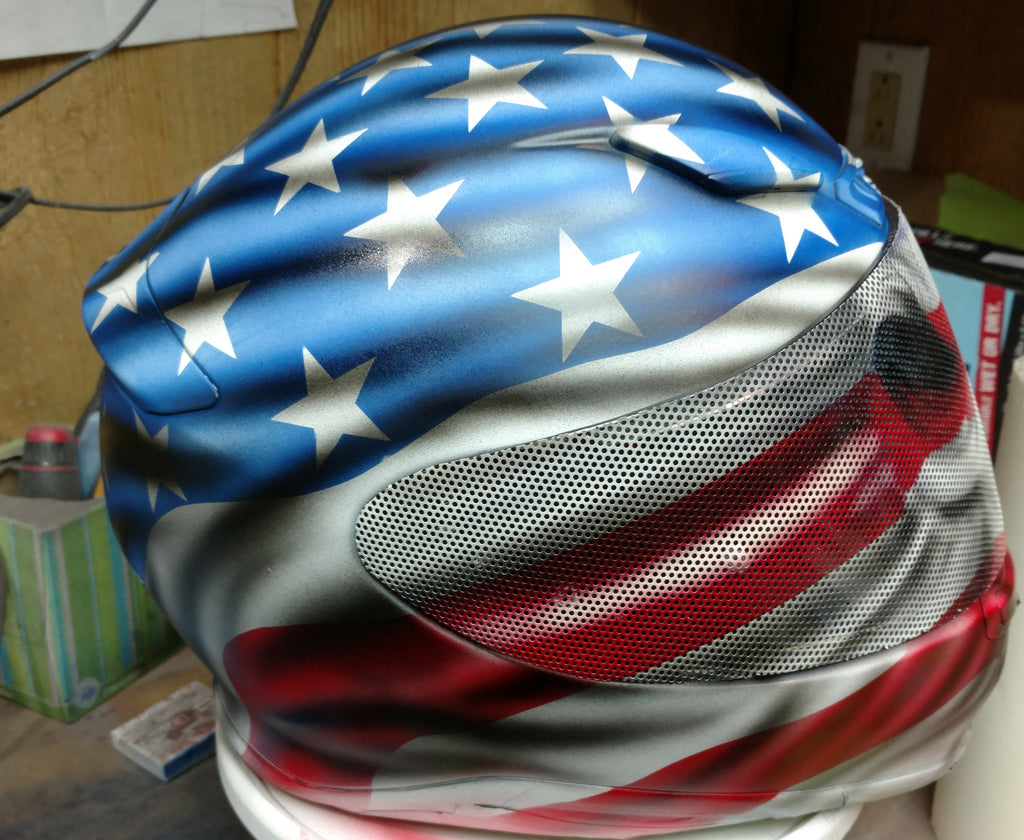 Harley Full face Shoei American Flag skull – Brock Black Customs Harley Full face Shoei American Flag skull – Brock Black Customs