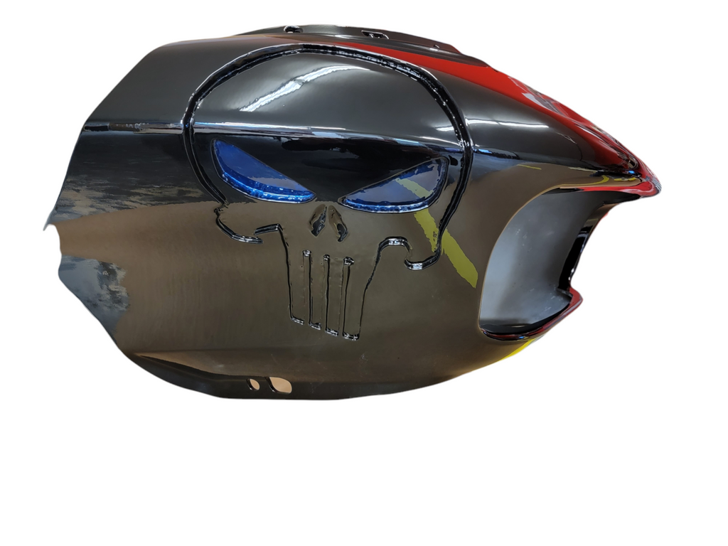 custom punisher motorcycle helmet Harley davidson recessed Punisher fairing road glide – Brock Black Customs
