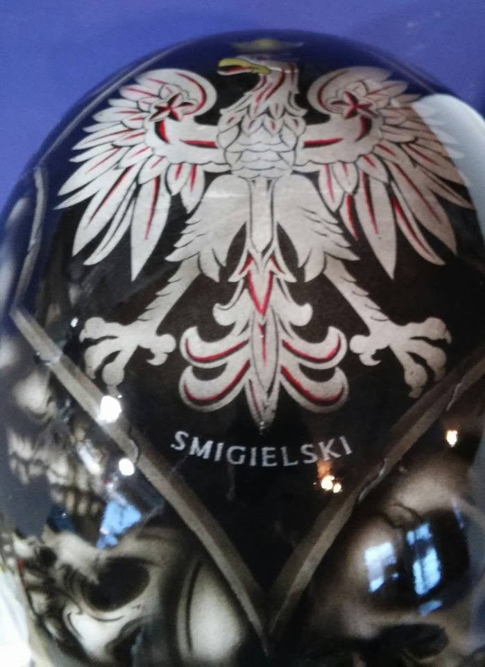 eagle motorcycle helmet Custom Polish Eagle with skulls theme helmet – Brock Black Customs