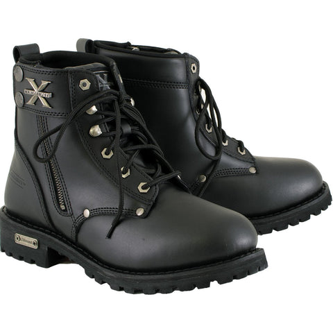 Xelement 1505 Men's 'Sprocket' Black Leather Advanced Lace-Up Motorcycle Boots