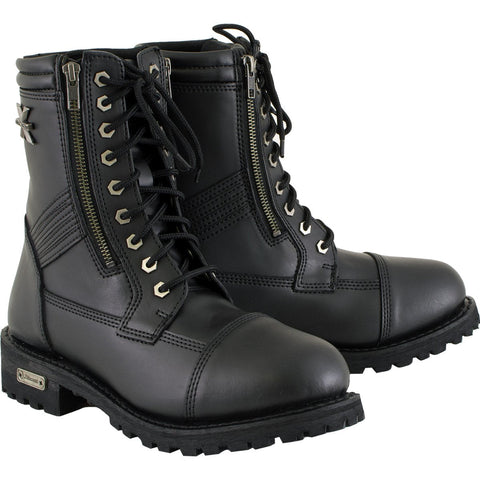 Xelement 1506 Men's 'Impact' Black Leather Lace-Up Motorcycle Biker Boots