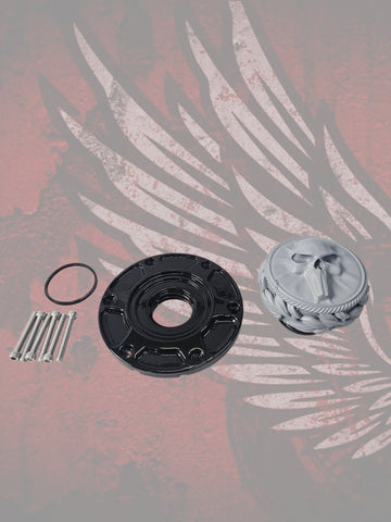 23.5+ Punisher skull themed fuel cap assembly