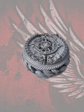 23.5+ Aztec calendar themed fuel cap assembly