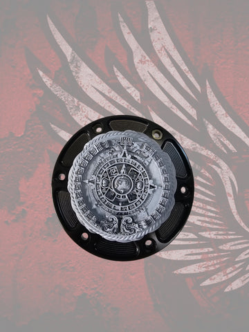 23.5+ Aztec calendar themed fuel cap assembly