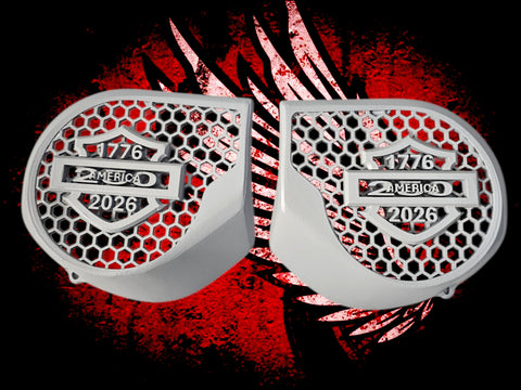 97-2026+ Harley inner 3D 250 Anniversary speakers grill covers set