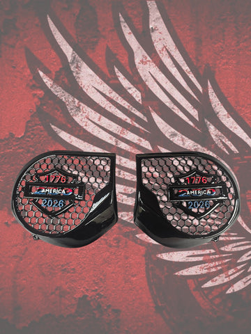 97-2026+ Harley inner 3D 250 Anniversary speakers grill covers set