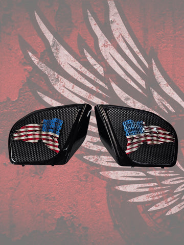 98-2024+ Road Glide 3D tattered flag speakers grill covers set