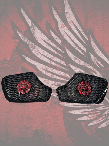 18 to 26+ Indian Chieftain skull warbonnet inner speaker grills set