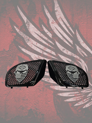 98-2023 Road Glide Innenverkleidung 3D Totenkopf und Bandana Lautsprecher Grill Abdeckungen Set