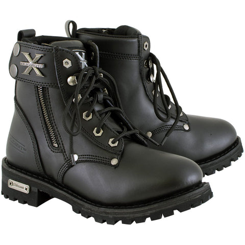 Xelement 2505 Women's 'Righteous' Black Leather Zippered Motorcycle Boots