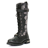 Hot Leathers BTL1007 Ladies Black Knee High Wild Roses Leather Boots