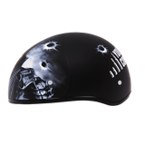 DOT Approved Daytona Motorcycle Half Face Helmet - Skull Cap Graphics for Men & Women, Scooters, ATVs, UTVs & Choppers - W/ Come Get 'Em