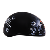 DOT Approved Daytona Motorcycle Half Face Helmet - Skull Cap Graphics for Men & Women, Scooters, ATVs, UTVs & Choppers - W/ Come Get 'Em