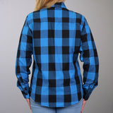 Hot Leathers FLL3004 Ladies Black and Aqua Long Sleeve Flannel