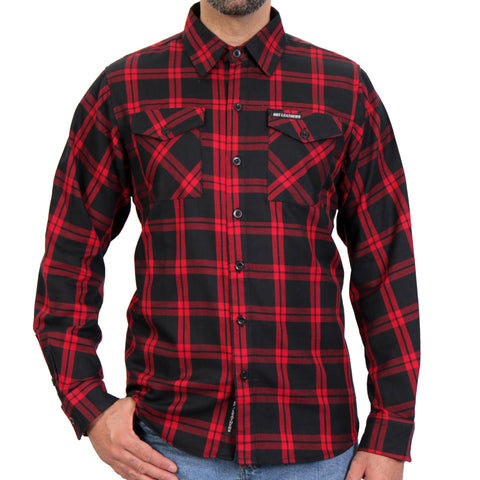 Hot Leathers FLM2021 Langärmliges Flanellhemd „Rot und Schwarz“ für Herren