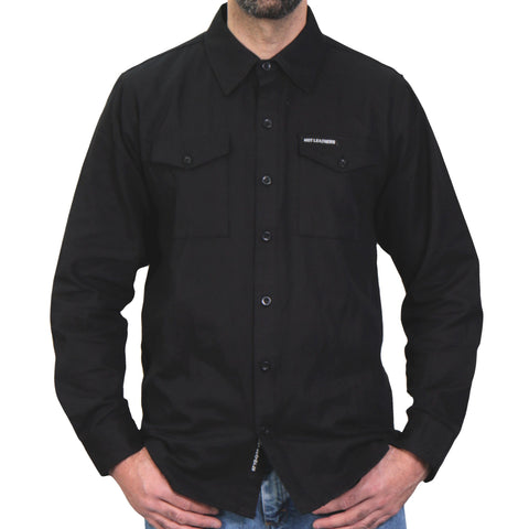 Hot Leathers FLM2024 „Solid Black“ Flanell-Langarmhemd für Herren