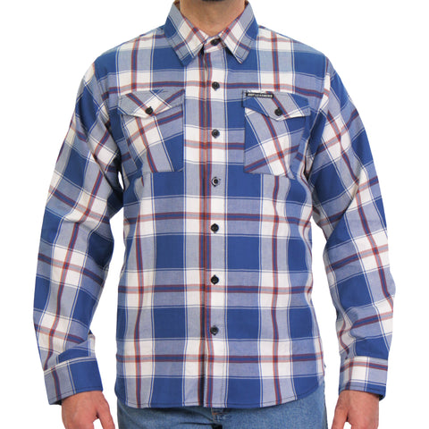 Hot Leathers FLM2025 Langarmhemd aus Flanell für Herren in Blau, Weiß und Rot
