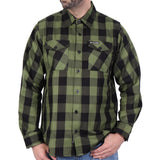 Hot Leathers Long Sleeve OD Green and Black Flannel