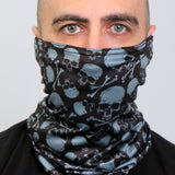 Hot Leathers HWN2023 Gray and Black Crossbones Neck Gaiter