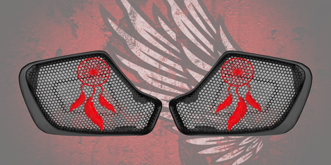 19 to 26+ Indian Chieftain dream catcher themed inner speaker grills set