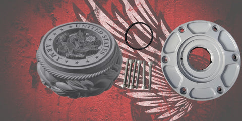 23.5+ Army seal themed fuel cap assembly