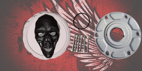23.5+ screaming skull themed fuel cap assembly