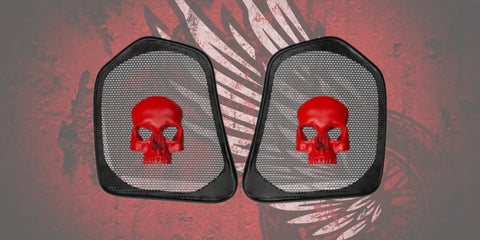 19 to 25+ Indian Challenger ancient skull themed inner speaker grills set