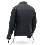 Hot Leathers JKL1025 Ladies Motorcycle style Lace Up Sleeves Leather Biker Jacket