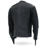 Hot Leathers JKL1028 Studs and Fringe Ladies Black Motorcycle style Carry Conceal Leather Biker Jacket