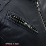 Hot Leathers JKL1028 Studs and Fringe Ladies Black Motorcycle style Carry Conceal Leather Biker Jacket