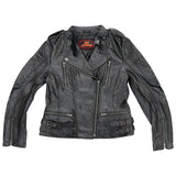 Hot Leathers JKL1030 Ladies Motorcycle Black Leather Biker Jacket with Side Buckles