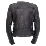 Hot Leathers JKL1030 Ladies Motorcycle Black Leather Biker Jacket with Side Buckles