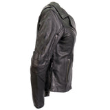 Hot Leathers JKL1034 Ladies Biker Black Leather Motorcycle Jacket with Plaid Flannel Lining