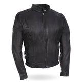 Hot Leathers JKL5001 USA Made Ladies Vented Motorcycle Black Leather Biker Jacket