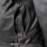 Hot Leathers JKM1022 Mens Motorcycle Leather Biker Jacket with Concealed Carry Pocket