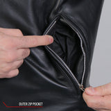 Hot Leathers JKM1030 Men’s Black Motorcycle ‘Carry and Conceal’ Leather Biker Jacket with Flannel Lined Hood