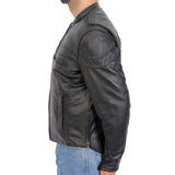 Hot Leathers JKM1032 Men’s Motorcycle Black ‘Skull Flag' Printed Leather Biker Jacket with Concealed Carry Pockets