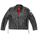 Hot Leathers JKM2001 Men’s Black ‘Skull And Crossbones' Motorcycle Leather Biker Jacket