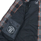 Hot Leathers JKM3010 Men's Black and Grey with Orange Armored Flannel Shirt